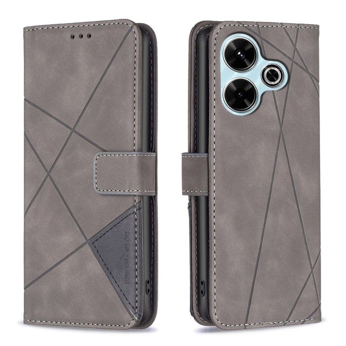 Caja de teléfono de cuero con textura de rombos con hebilla magnética, For Xiaomi Poco M6 4G / Redmi 13 4G, For Xiaomi Redmi Note 13 Pro 4G Global, For Xiaomi Poco M6 Pro 4G, For Xiaomi Redmi A3, For Xiaomi Redmi Note 13 4G Global, For Xiaomi Redmi K70...