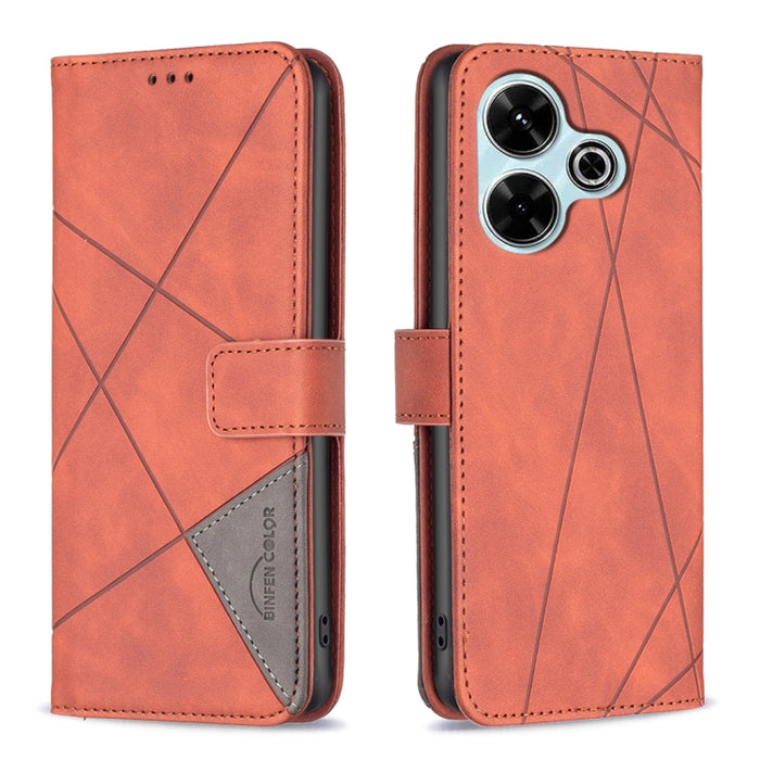 Caja de teléfono de cuero con textura de rombos con hebilla magnética, For Xiaomi Poco M6 4G / Redmi 13 4G, For Xiaomi Redmi Note 13 Pro 4G Global, For Xiaomi Poco M6 Pro 4G, For Xiaomi Redmi A3, For Xiaomi Redmi Note 13 4G Global, For Xiaomi Redmi K70...