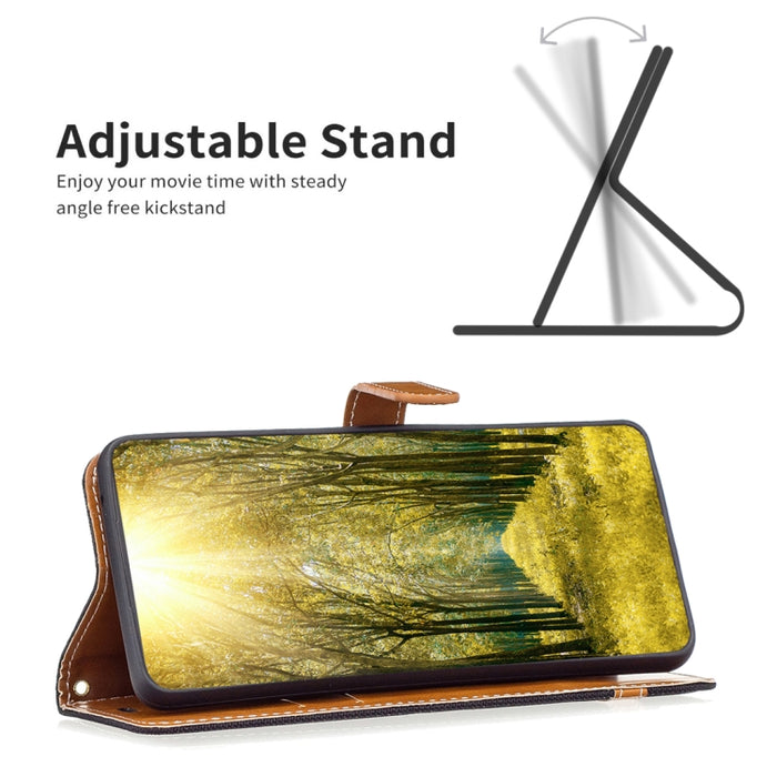 Estuche para teléfono de cuero con textura de mezclilla color block, For Xiaomi 13 Lite / Civi 2