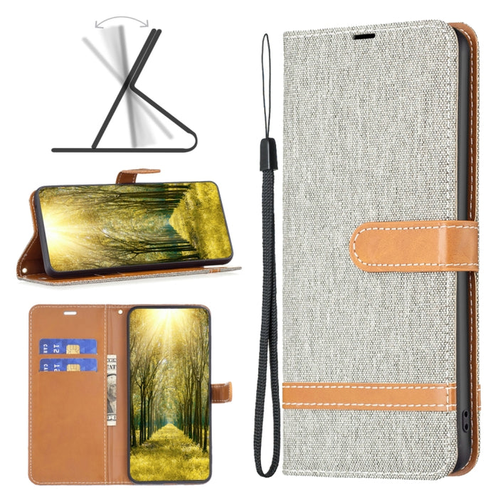 Estuche para teléfono de cuero con textura de mezclilla color block, For Xiaomi 13 Lite / Civi 2
