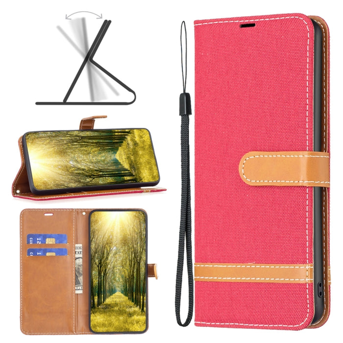 Estuche para teléfono de cuero con textura de mezclilla color block, For Xiaomi 13 Lite / Civi 2