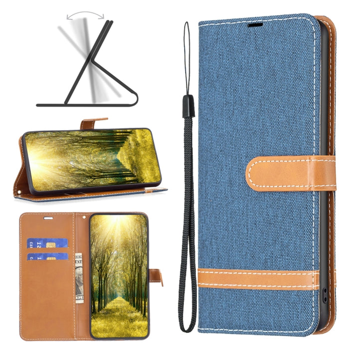 Estuche para teléfono de cuero con textura de mezclilla color block, For Xiaomi 13 Lite / Civi 2