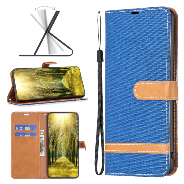 Estuche para teléfono de cuero con textura de mezclilla color block, For Xiaomi 13 Lite / Civi 2