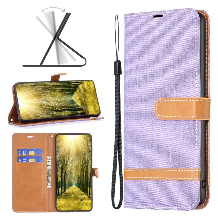 Estuche para teléfono de cuero con textura de mezclilla color block, For Xiaomi 13 Lite / Civi 2