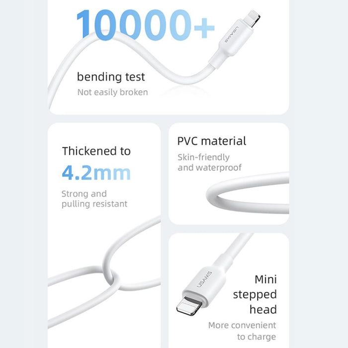 USAMS US-SJ610 U84 PD20W USB-C / Type-C a cable de datos de carga de 8 pines, PD20W 8 Pin 1m, PD20W 8 Pin 2m, PD20W 8 Pin 3m