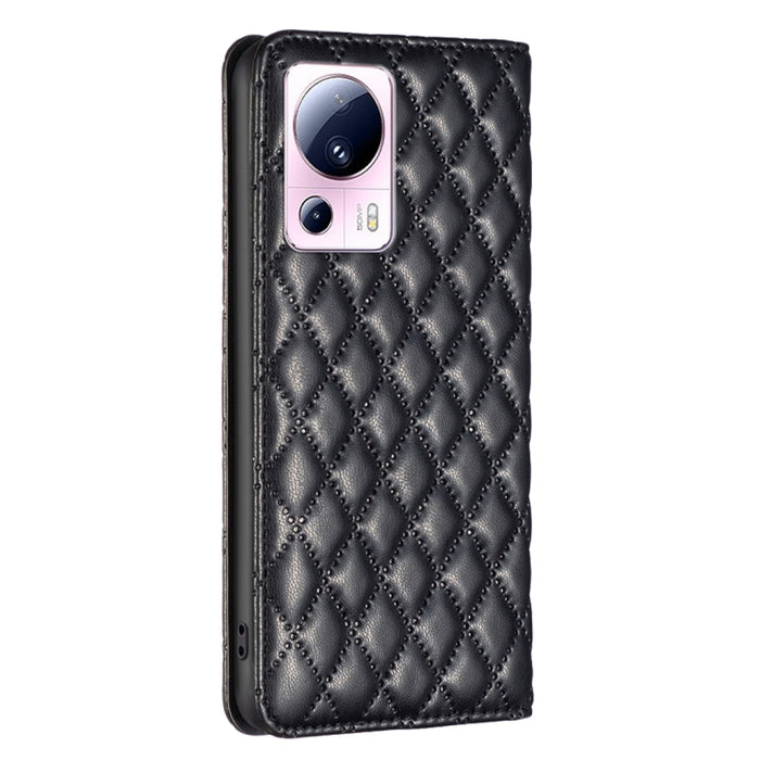 Estuche para teléfono con tapa de cuero magnético Diamond Lattice, For Xiaomi 13 Lite / Civi 2
