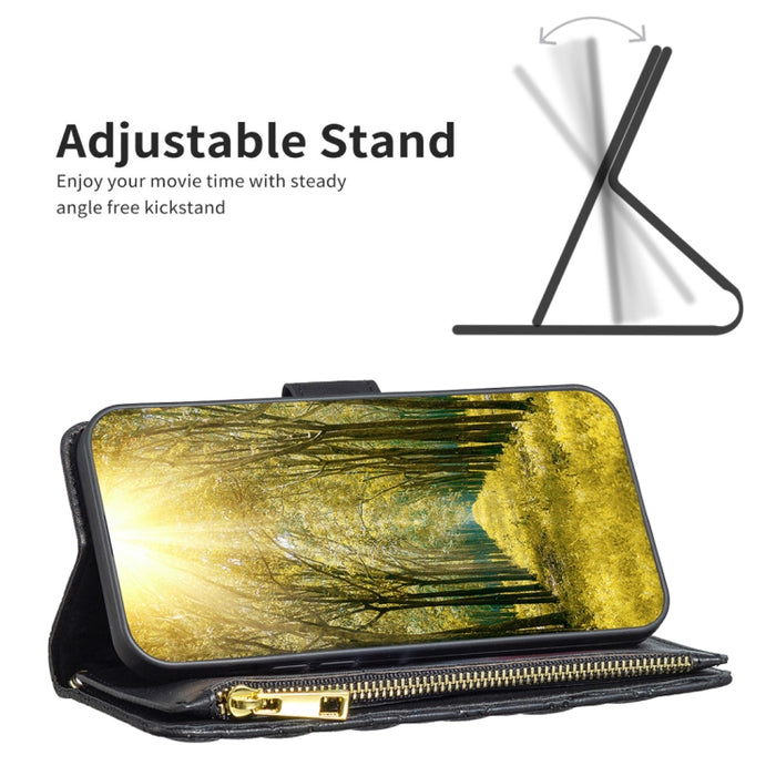 Estuche para teléfono con tapa de cuero tipo billetera con cremallera Diamond Lattice, For Xiaomi 13 Lite / Civi 2