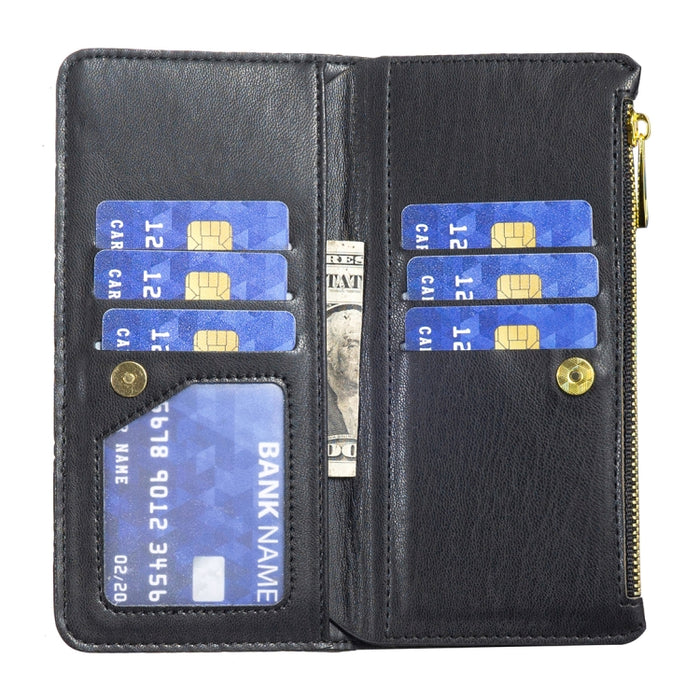 Estuche para teléfono con tapa de cuero tipo billetera con cremallera Diamond Lattice, For Xiaomi 13 Lite / Civi 2