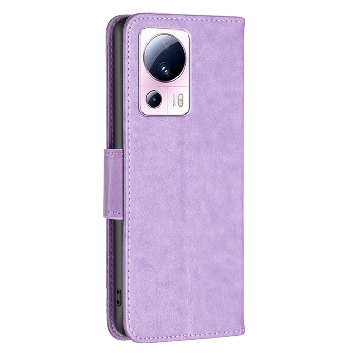 Estuche para teléfono de cuero con dos mariposas en relieve, For Xiaomi 13 Lite / Civi 2