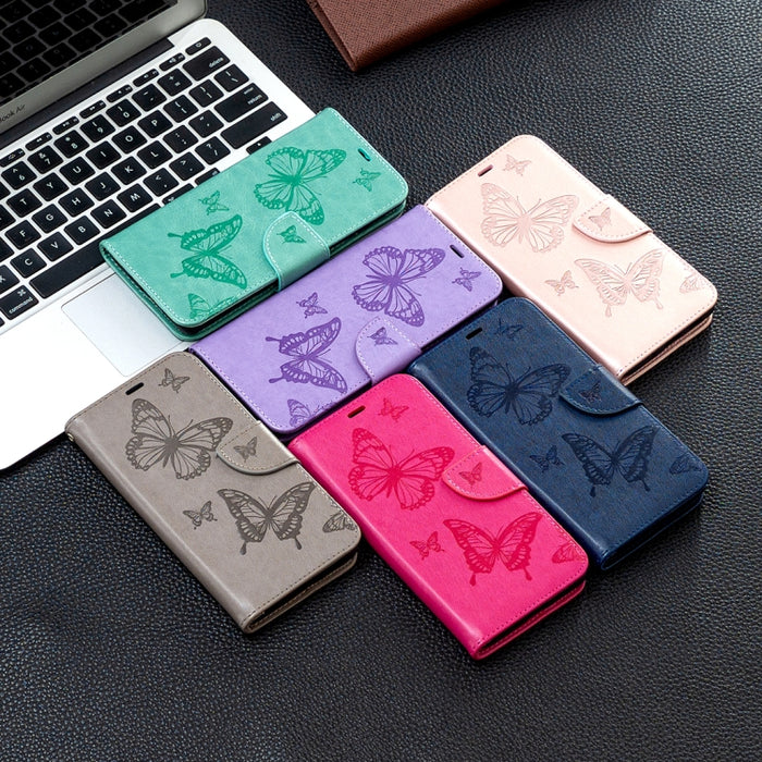 Estuche para teléfono de cuero con dos mariposas en relieve, For Xiaomi 13 Lite / Civi 2