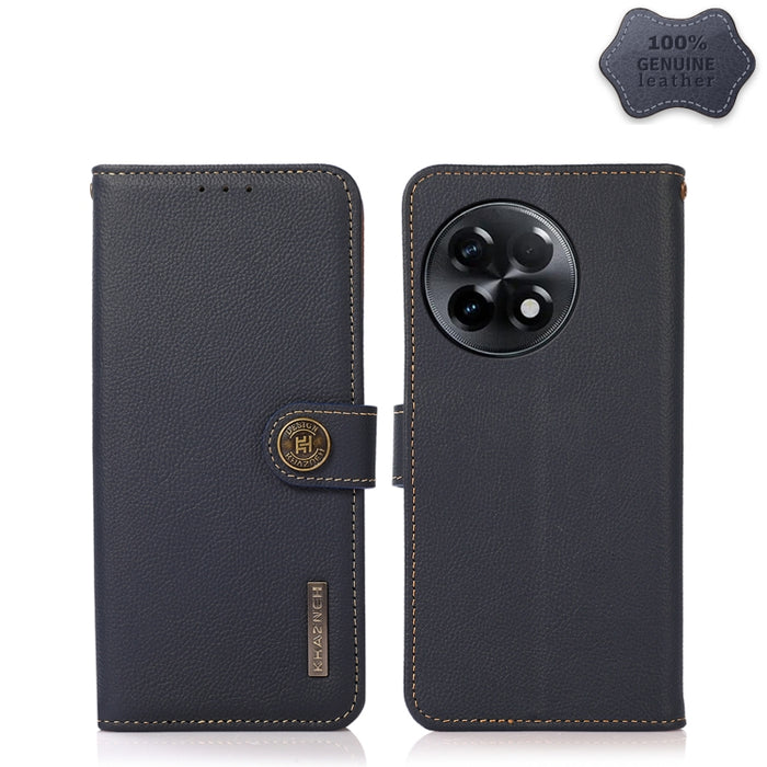 KHAZNEH Custer Texture RFID Estuche para teléfono de cuero genuino, For OnePlus Ace 2 5G, For Xiaomi Redmi 12C/Redmi 11A 4G