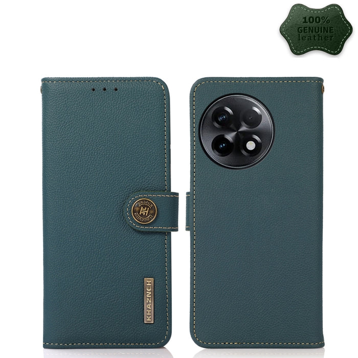 KHAZNEH Custer Texture RFID Estuche para teléfono de cuero genuino, For OnePlus Ace 2 5G, For Xiaomi Redmi 12C/Redmi 11A 4G