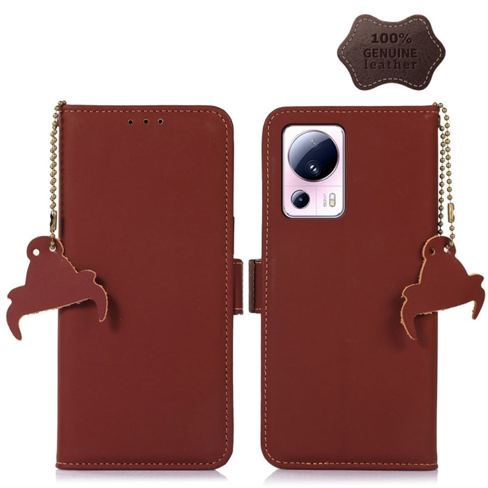 Estuche para teléfono de cuero RFID magnético de cuero genuino, For Xiaomi 13 Lite / Civi 2