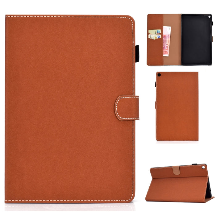Funda de cuero con tapa horizontal magnética universal para Tablet PC de color sólido con ranuras para tarjetas y soporte