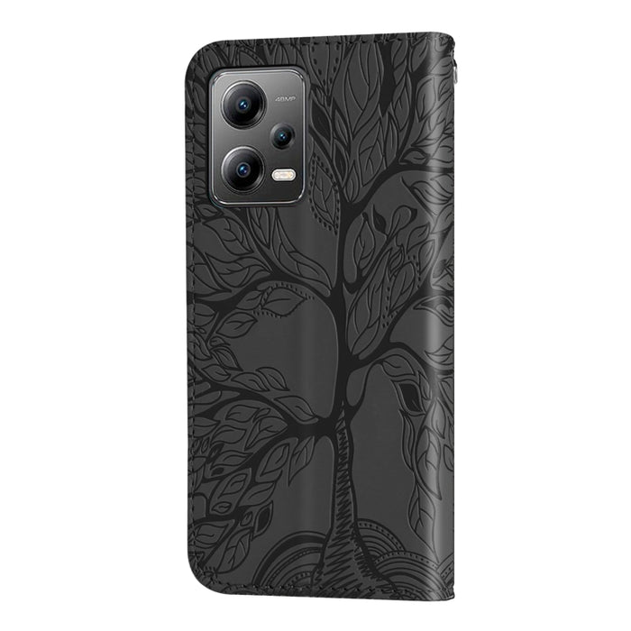 Estuche para teléfono de cuero con estampado de árbol de vida, For Xiaomi Poco X5, For Xiaomi Poco X5 Pro