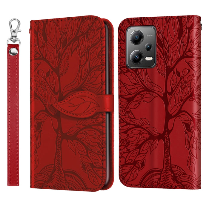 Estuche para teléfono de cuero con estampado de árbol de vida, For Xiaomi Poco X5, For Xiaomi Poco X5 Pro