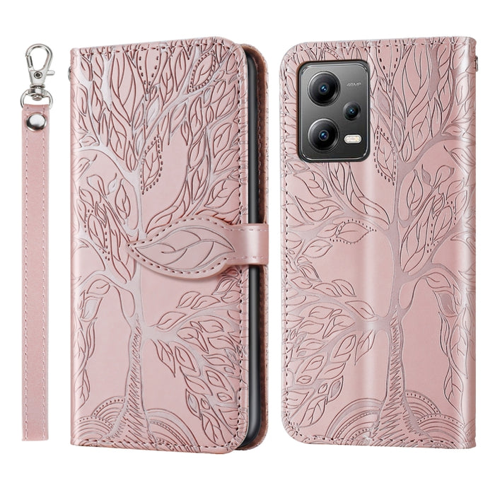 Estuche para teléfono de cuero con estampado de árbol de vida, For Xiaomi Poco X5, For Xiaomi Poco X5 Pro