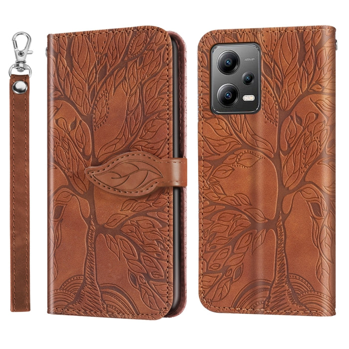 Estuche para teléfono de cuero con estampado de árbol de vida, For Xiaomi Poco X5, For Xiaomi Poco X5 Pro