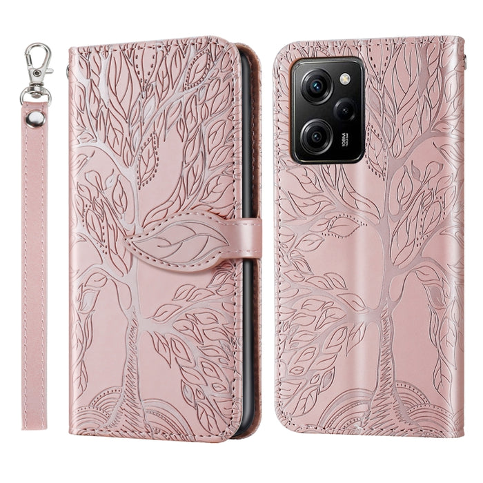 Estuche para teléfono de cuero con estampado de árbol de vida, For Xiaomi Poco X5, For Xiaomi Poco X5 Pro
