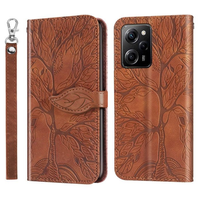 Estuche para teléfono de cuero con estampado de árbol de vida, For Xiaomi Poco X5, For Xiaomi Poco X5 Pro