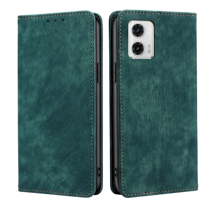 Estuche para teléfono de cuero magnético con cepillo antirrobo RFID, For Motorola Moto G53 5G/G13 4G/G23 4G, For Motorola Moto G73 5G, For OPPO Reno8 T 5G/A1 Pro 5G, For Xiaomi Redmi 12C 4G, For Kyocera Android One S10, For OnePlus Ace 2/11R