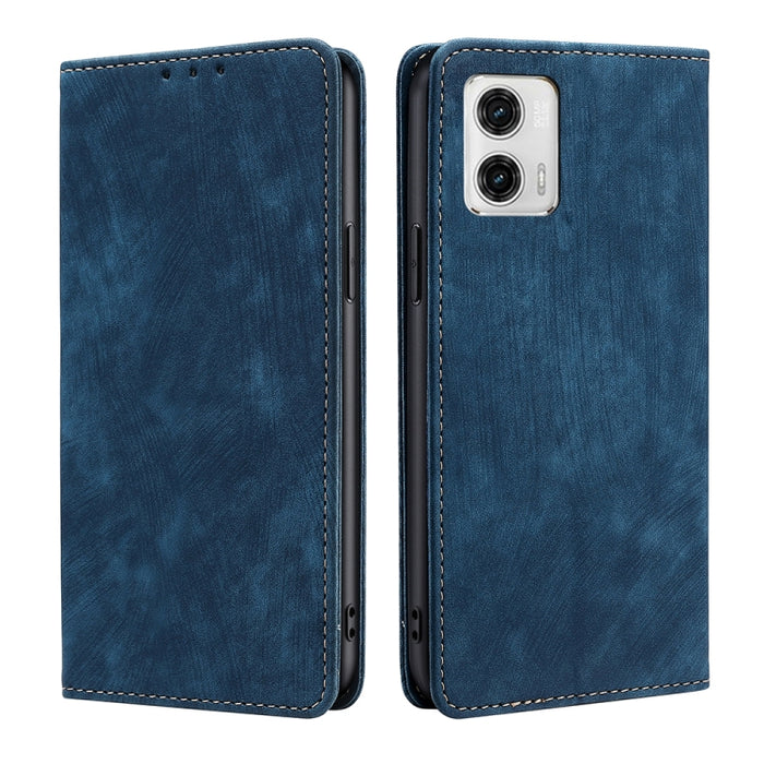 Estuche para teléfono de cuero magnético con cepillo antirrobo RFID, For Motorola Moto G53 5G/G13 4G/G23 4G, For Motorola Moto G73 5G, For OPPO Reno8 T 5G/A1 Pro 5G, For Xiaomi Redmi 12C 4G, For Kyocera Android One S10, For OnePlus Ace 2/11R