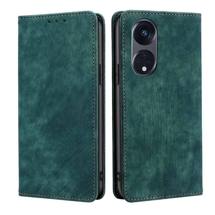 Estuche para teléfono de cuero magnético con cepillo antirrobo RFID, For Motorola Moto G53 5G/G13 4G/G23 4G, For Motorola Moto G73 5G, For OPPO Reno8 T 5G/A1 Pro 5G, For Xiaomi Redmi 12C 4G, For Kyocera Android One S10, For OnePlus Ace 2/11R