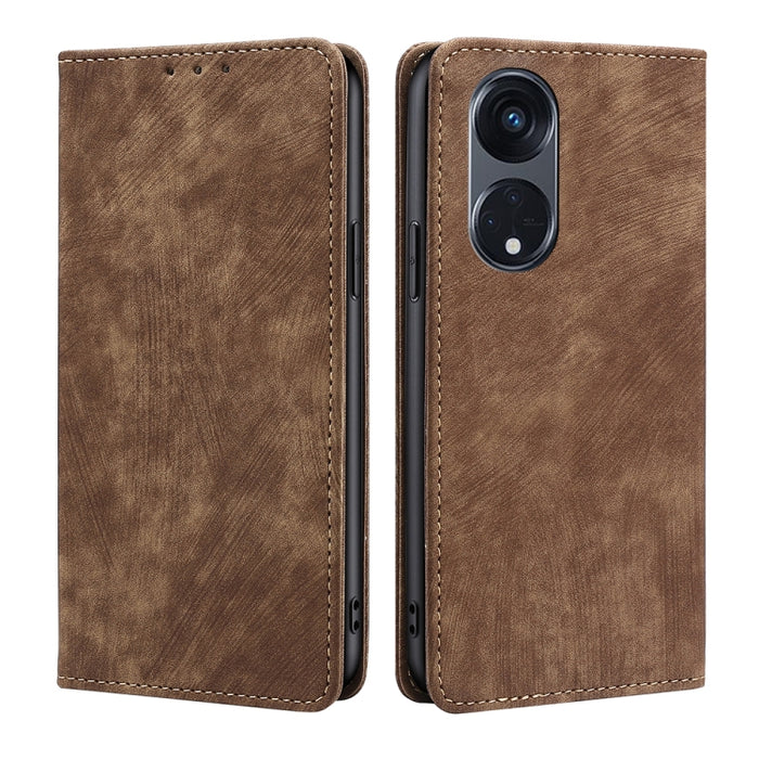 Estuche para teléfono de cuero magnético con cepillo antirrobo RFID, For Motorola Moto G53 5G/G13 4G/G23 4G, For Motorola Moto G73 5G, For OPPO Reno8 T 5G/A1 Pro 5G, For Xiaomi Redmi 12C 4G, For Kyocera Android One S10, For OnePlus Ace 2/11R