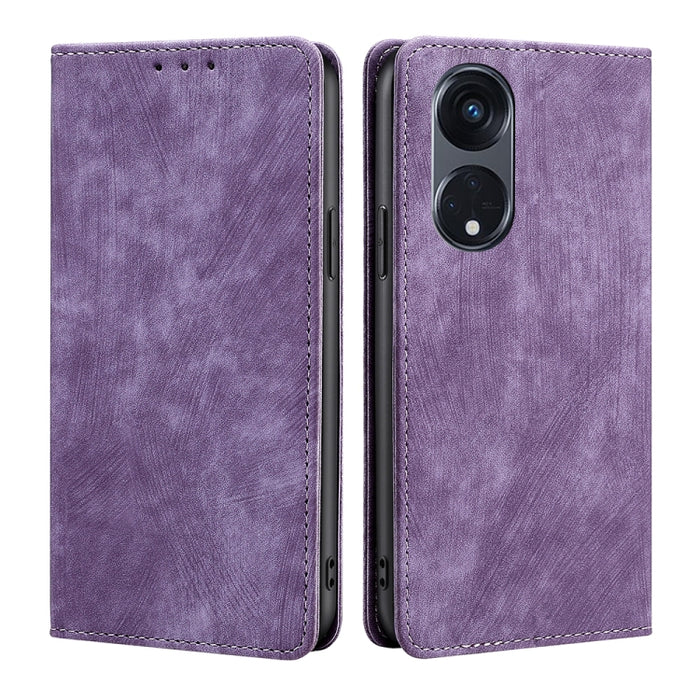 Estuche para teléfono de cuero magnético con cepillo antirrobo RFID, For Motorola Moto G53 5G/G13 4G/G23 4G, For Motorola Moto G73 5G, For OPPO Reno8 T 5G/A1 Pro 5G, For Xiaomi Redmi 12C 4G, For Kyocera Android One S10, For OnePlus Ace 2/11R