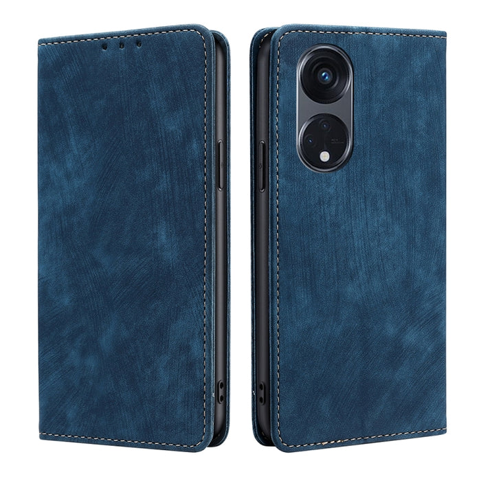 Estuche para teléfono de cuero magnético con cepillo antirrobo RFID, For Motorola Moto G53 5G/G13 4G/G23 4G, For Motorola Moto G73 5G, For OPPO Reno8 T 5G/A1 Pro 5G, For Xiaomi Redmi 12C 4G, For Kyocera Android One S10, For OnePlus Ace 2/11R