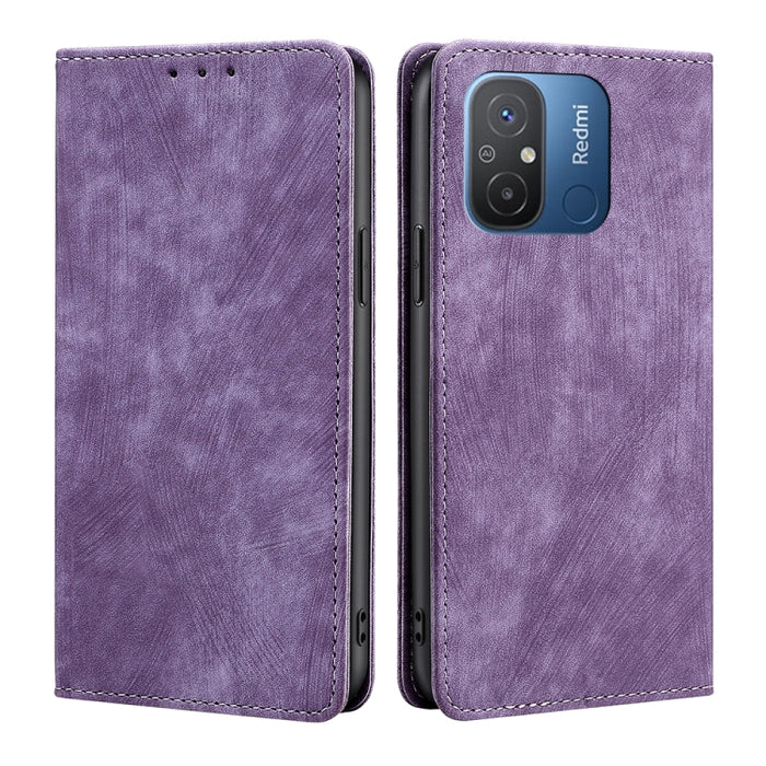 Estuche para teléfono de cuero magnético con cepillo antirrobo RFID, For Motorola Moto G53 5G/G13 4G/G23 4G, For Motorola Moto G73 5G, For OPPO Reno8 T 5G/A1 Pro 5G, For Xiaomi Redmi 12C 4G, For Kyocera Android One S10, For OnePlus Ace 2/11R
