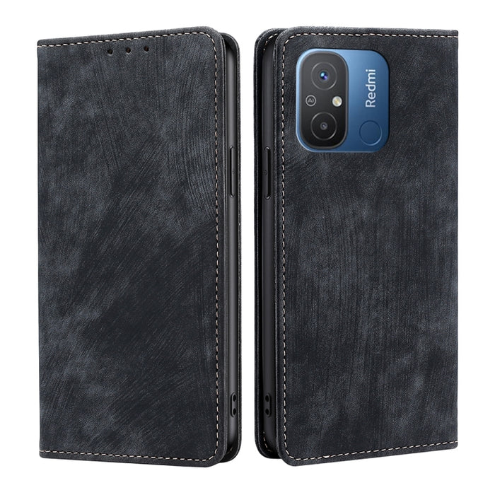 Estuche para teléfono de cuero magnético con cepillo antirrobo RFID, For Motorola Moto G53 5G/G13 4G/G23 4G, For Motorola Moto G73 5G, For OPPO Reno8 T 5G/A1 Pro 5G, For Xiaomi Redmi 12C 4G, For Kyocera Android One S10, For OnePlus Ace 2/11R