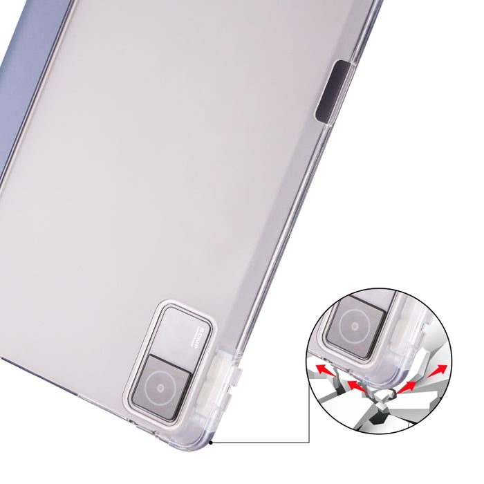 Estuche para tableta de cuero inteligente de TPU transparente de 3 pliegues con ranura para bolígrafo, For Xiaomi Redmi Pad 10.61