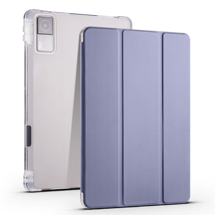 Estuche para tableta de cuero inteligente de TPU transparente de 3 pliegues con ranura para bolígrafo, For Xiaomi Redmi Pad 10.61