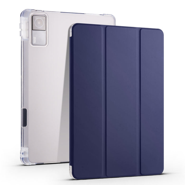 Estuche para tableta de cuero inteligente de TPU transparente de 3 pliegues con ranura para bolígrafo, For Xiaomi Redmi Pad 10.61