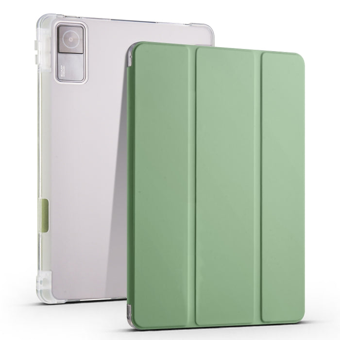 Estuche para tableta de cuero inteligente de TPU transparente de 3 pliegues con ranura para bolígrafo, For Xiaomi Redmi Pad 10.61