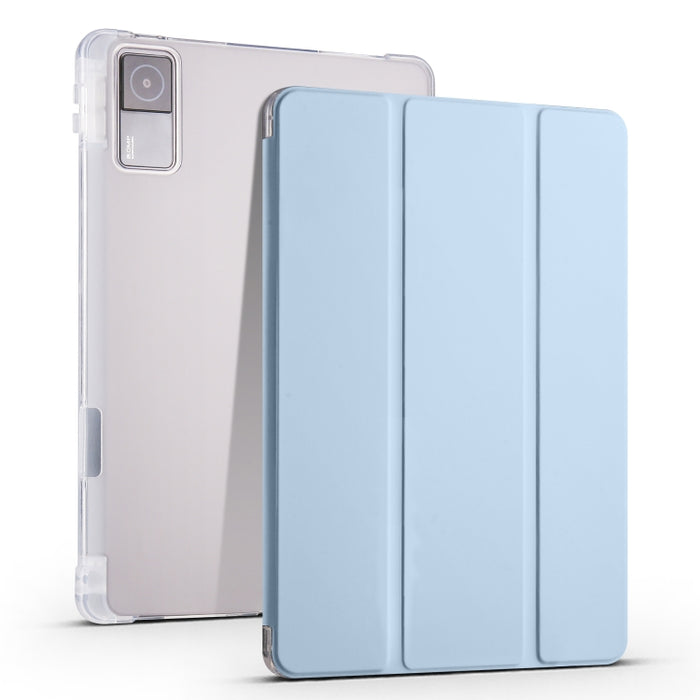 Estuche para tableta de cuero inteligente de TPU transparente de 3 pliegues con ranura para bolígrafo, For Xiaomi Redmi Pad 10.61