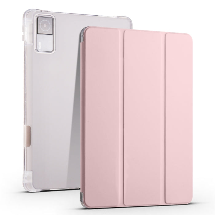 Estuche para tableta de cuero inteligente de TPU transparente de 3 pliegues con ranura para bolígrafo, For Xiaomi Redmi Pad 10.61