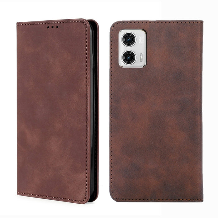 Estuche para teléfono de cuero con tapa horizontal magnética con sensación de piel, For Motorola Moto G53 5G/G13 4G/G23 4G, For Motorola Moto G73 5G, For OPPO Reno8 T 5G/A1 Pro 5G, For Xiaomi Redmi 12C 4G, For Kyocera Android One S10                   ...