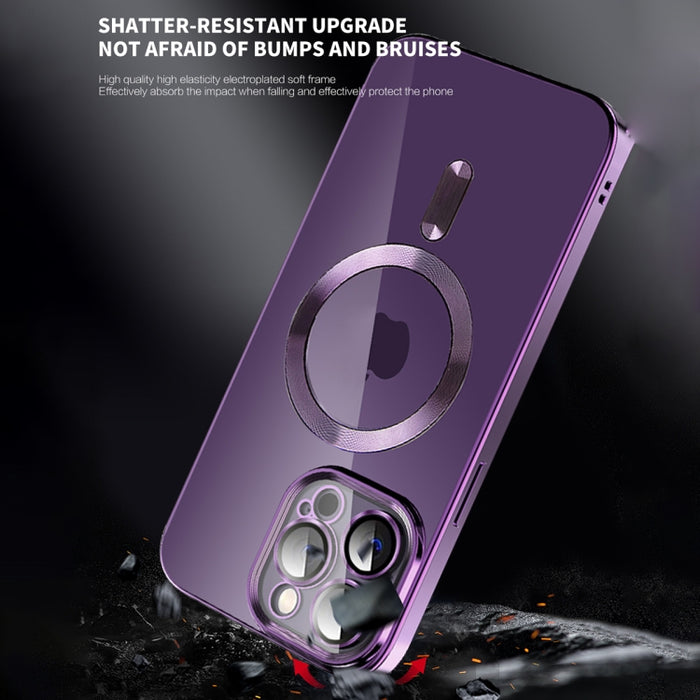Caja de teléfono MagSafe de TPU con revestimiento de textura de CD con película de lente, For iPhone 14, For iPhone 14 Plus, For iPhone 14 Pro, For iPhone 14 Pro Max, For iPhone 13, For iPhone 13 Pro, For iPhone 13 Pro Max, For iPhone 12               ...