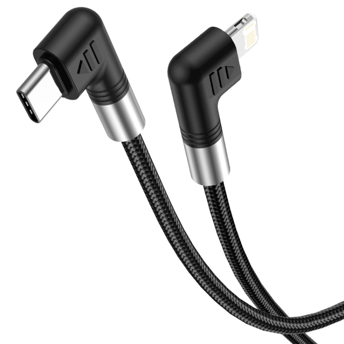 A9 30W USB-C/Type-C a cable de datos de codo doble de 8 pines, 0.5m, 1m, 2m, 3m