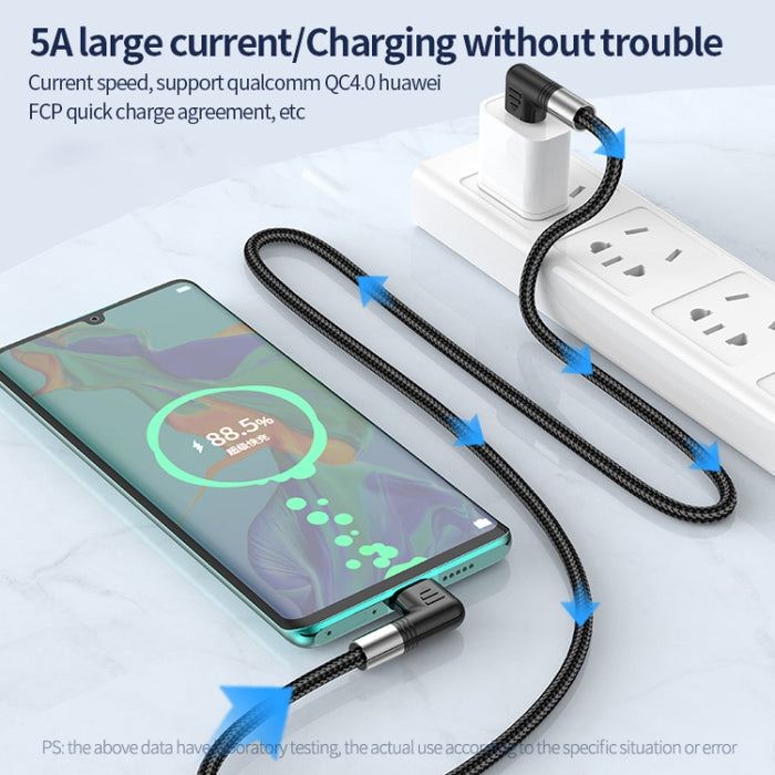 A9 30W USB-C/Type-C a cable de datos de codo doble de 8 pines, 0.5m, 1m, 2m, 3m