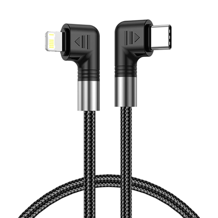 A9 30W USB-C/Type-C a cable de datos de codo doble de 8 pines, 0.5m, 1m, 2m, 3m