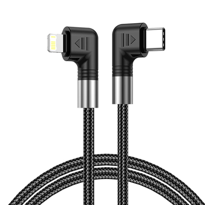 A9 30W USB-C/Type-C a cable de datos de codo doble de 8 pines, 0.5m, 1m, 2m, 3m