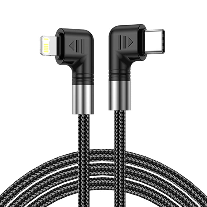 A9 30W USB-C/Type-C a cable de datos de codo doble de 8 pines, 0.5m, 1m, 2m, 3m
