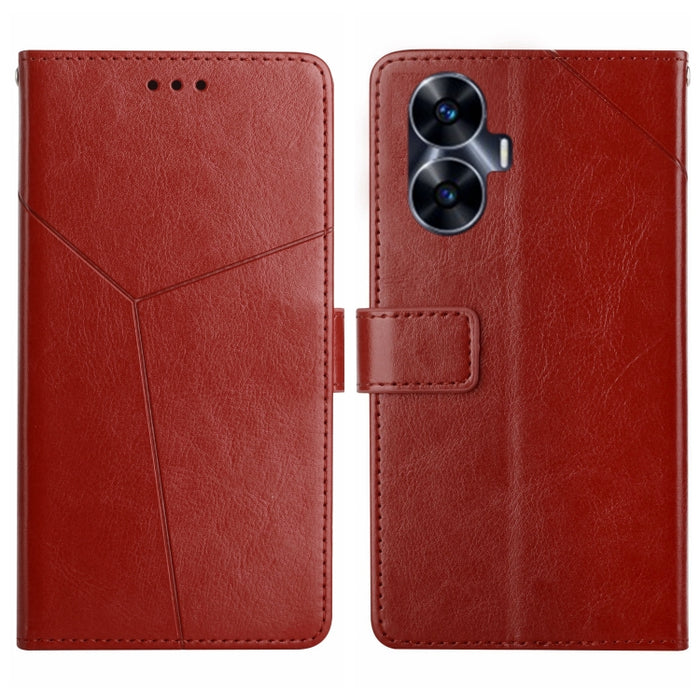 HT01 Estuche para teléfono de cuero con tapa y patrón en forma de Y, For Realme C55, For Xiaomi Redmi Note 12 4G Global, For Honor X9a 5G / Magic5 Lite, For Honor X5 4G