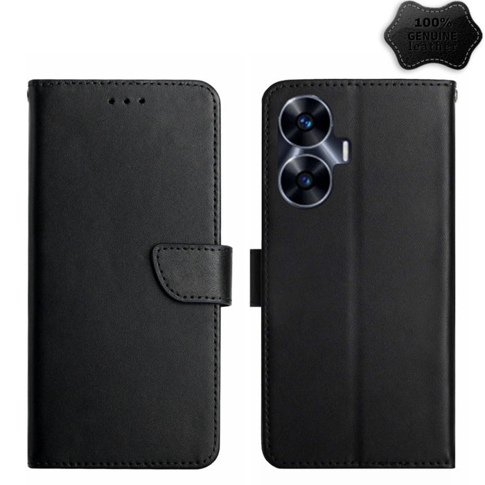 Estuche para teléfono con tapa a prueba de huellas dactilares de cuero genuino, For Realme C55, For Xiaomi Redmi Note 12 4G Global, For Honor X9a 5G / Magic5 Lite, For Honor X5 4G