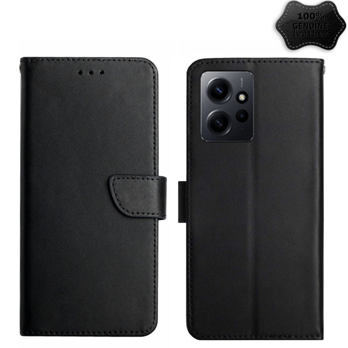 Estuche para teléfono con tapa a prueba de huellas dactilares de cuero genuino, For Realme C55, For Xiaomi Redmi Note 12 4G Global, For Honor X9a 5G / Magic5 Lite, For Honor X5 4G