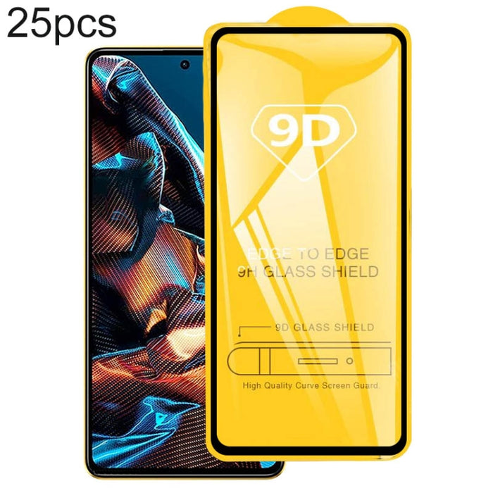 Película de vidrio templado de pantalla completa con pegamento completo 9D de 25 piezas, For Xiaomi Poco X5 Pro (25 PCS)