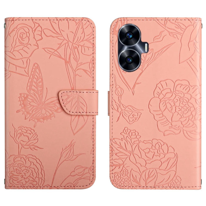 HT03 Skin Feel Butterfly Estuche de cuero con tapa en relieve para teléfono, For Realme C55, For Xiaomi Redmi Note 12 4G Global, For Honor X9a 5G / Magic5 Lite, For Honor X5 4G